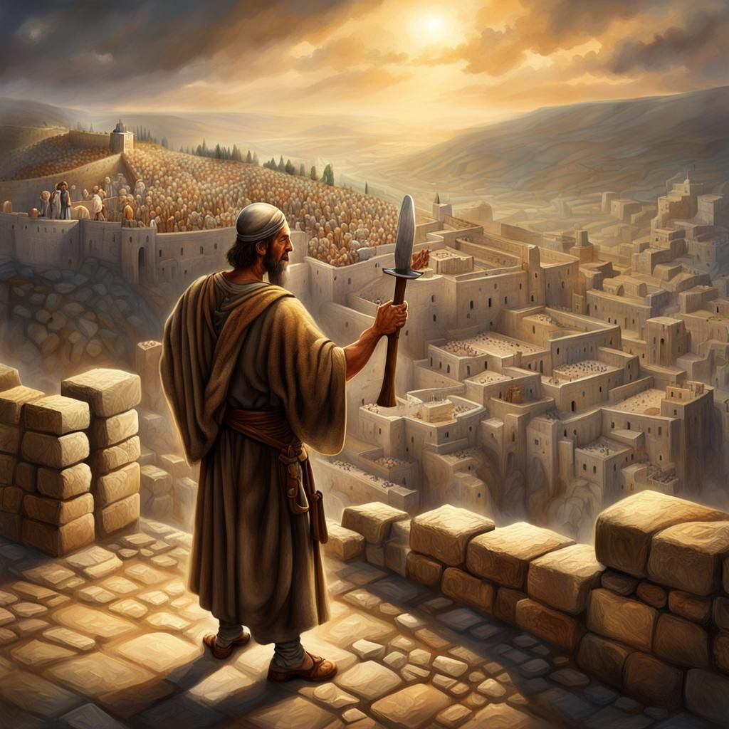 Nehemiah Rebuilds Jerusalem Walls in Dramatic Lighting