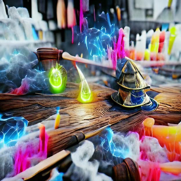 Wizard Duel in Glowing Neon Watercolor Style