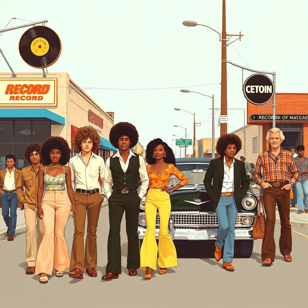 Groovy 1970s Street Scene Illustration