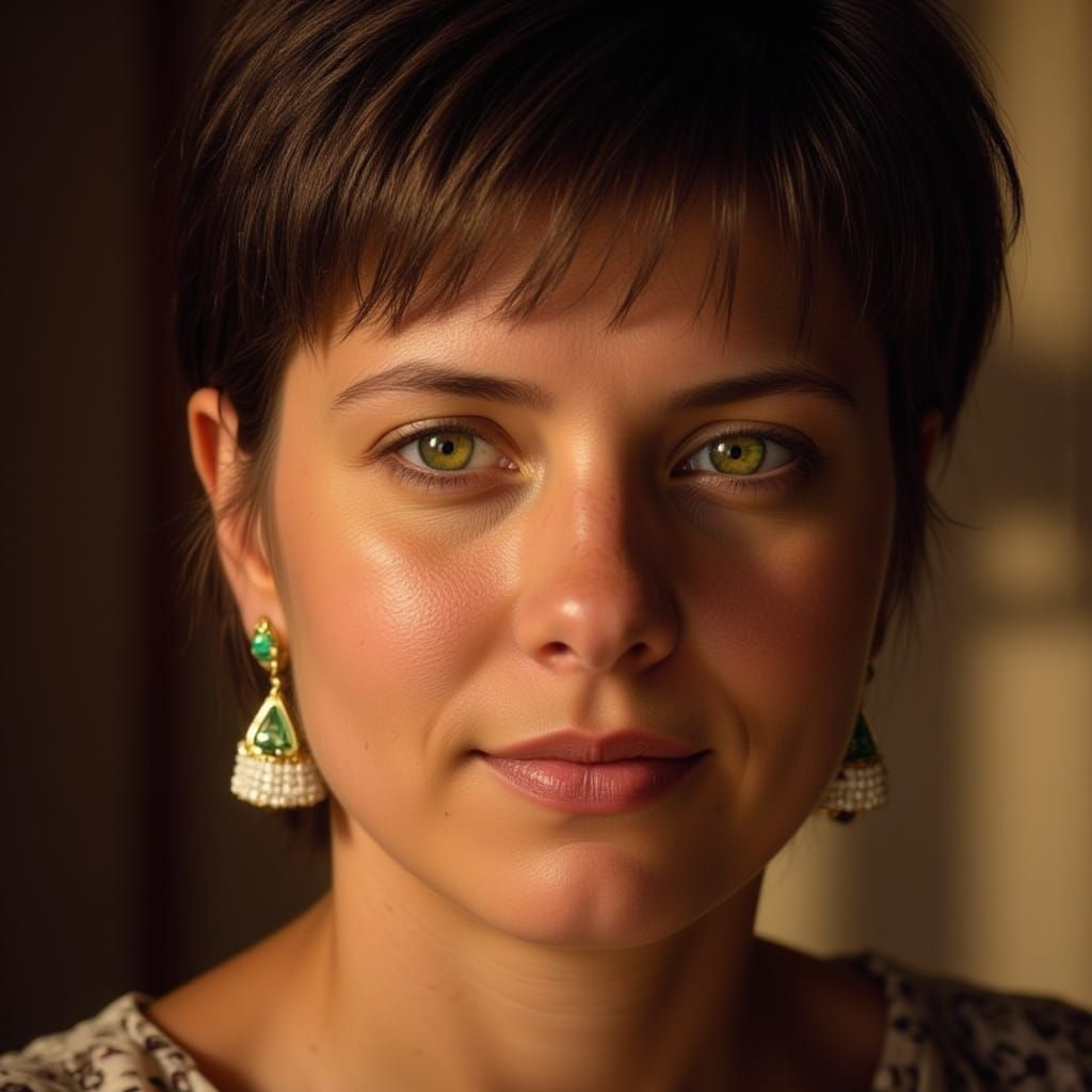 Woman's Piercing Gaze: A Photorealistic Portrait