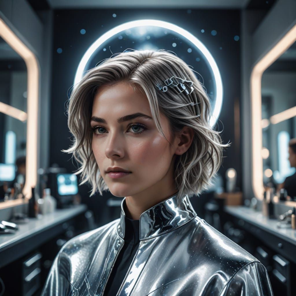 Futuristic Hairdresser Salon with AEsir Magic and Moon Influ...