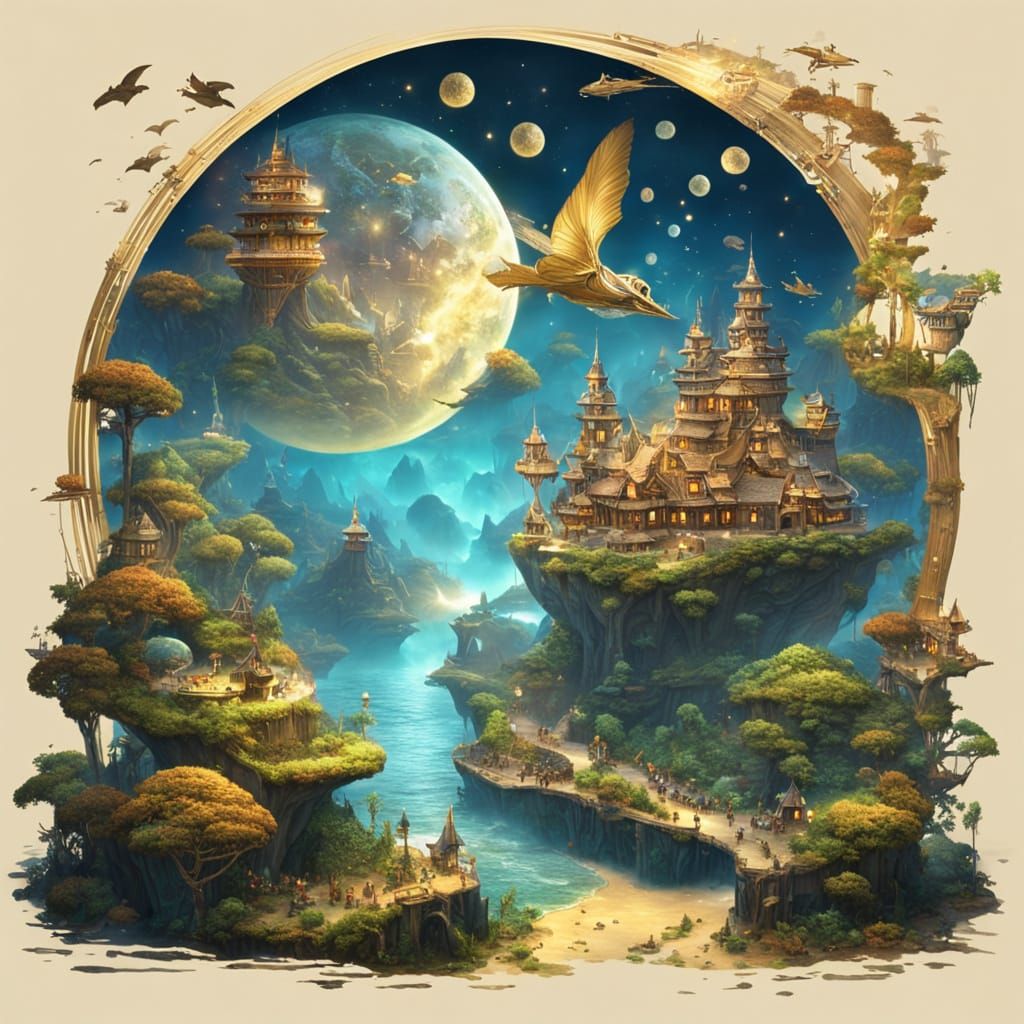 Fantasy Gold Galaxy and Miniature Worlds