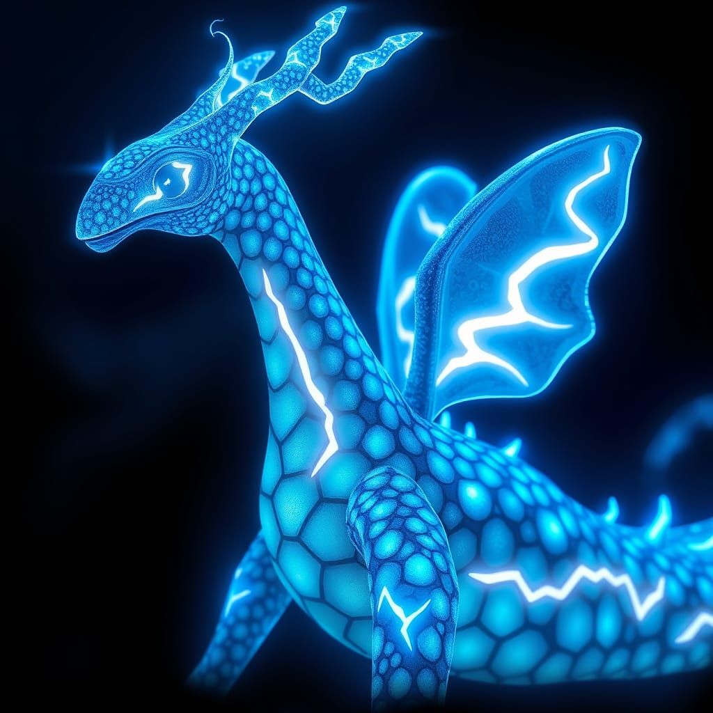 Electric Blue Lapras in Futuristic Neon Style