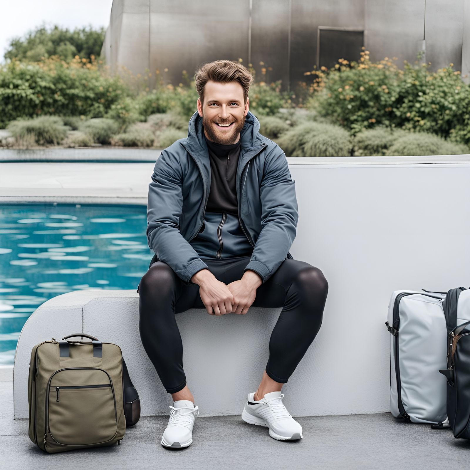 Smiling Sportsman with Duffel Bag