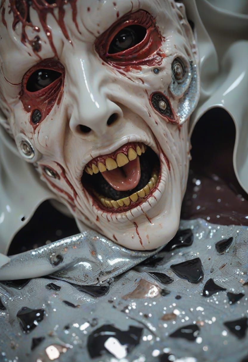 Eerie Screaming Mask in Macro Photo