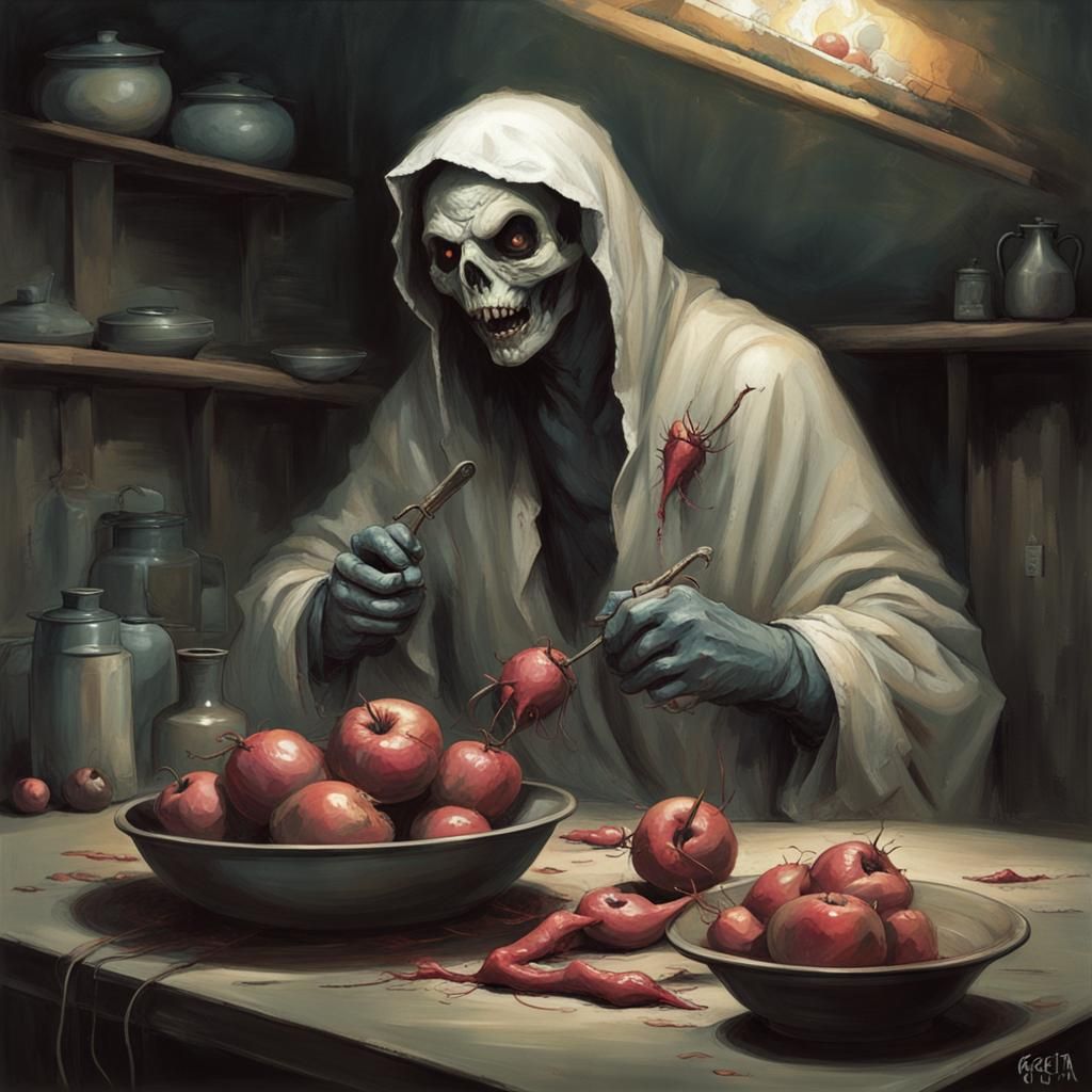 Woman Makes Salad on Toilet, Sinister Digital Art