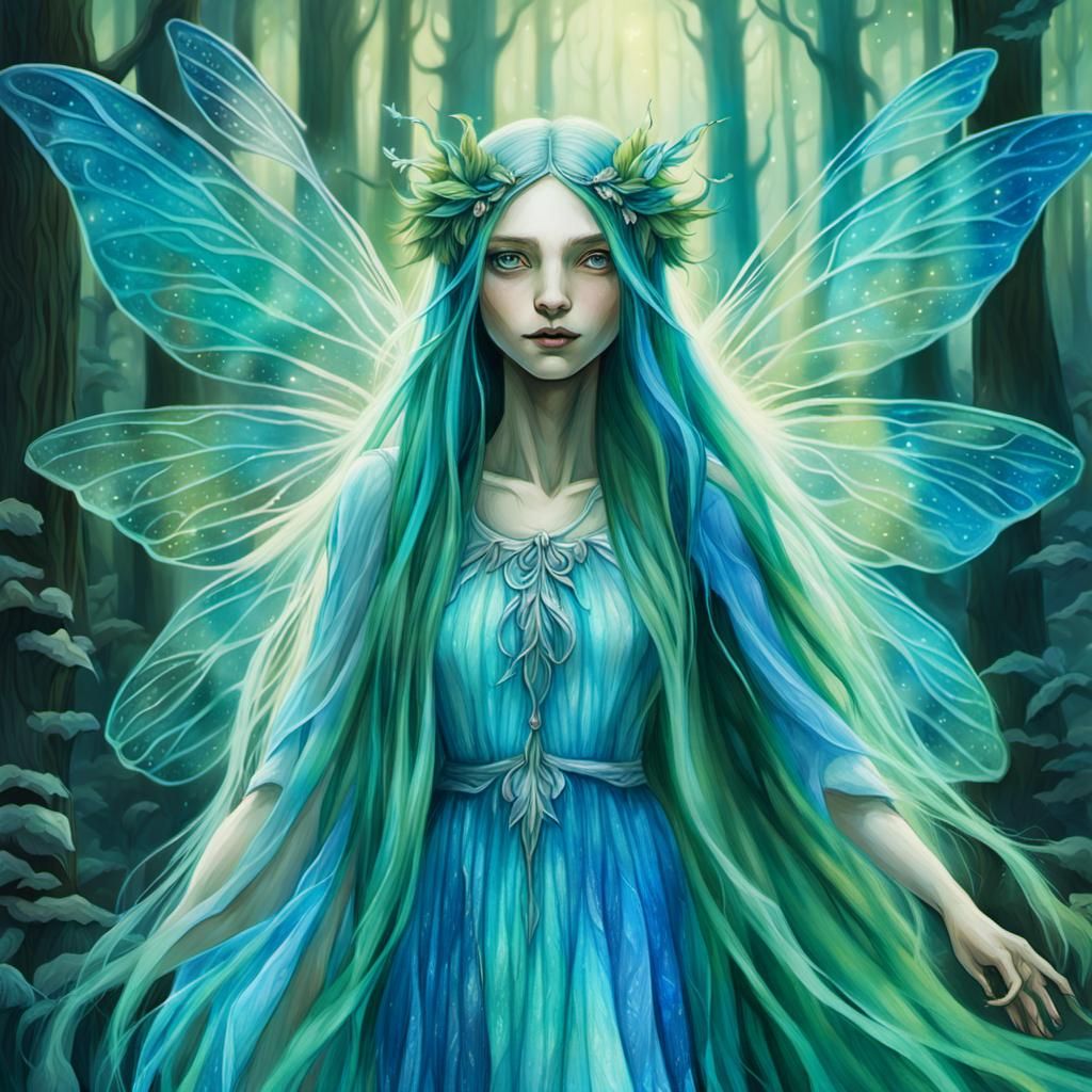 Luminous Fairy Emerges from Whimsical Forest in Ethereal Art