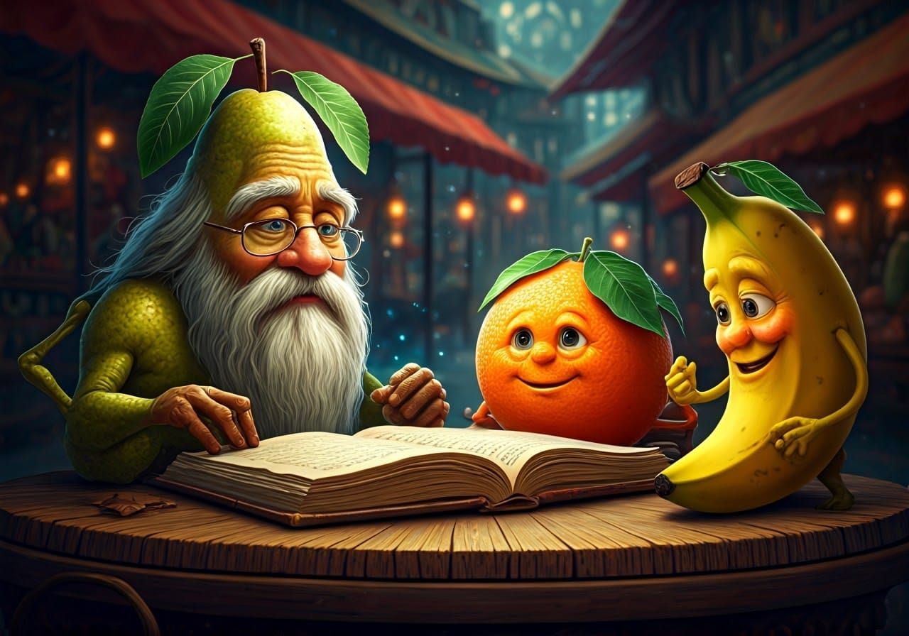 Fantasy Fruits Engage in Whimsical Conversation in a Mystica...