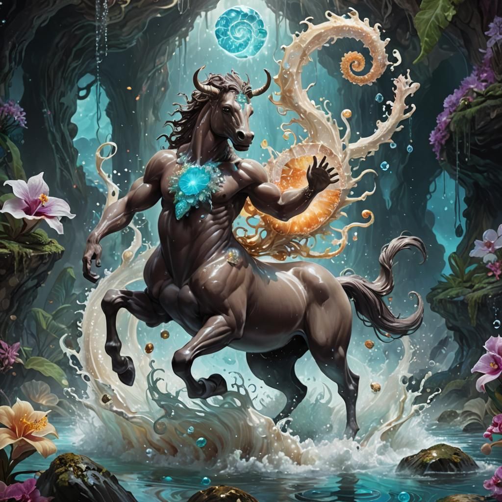 Centaur Galloping Through Liquid Water Elementals