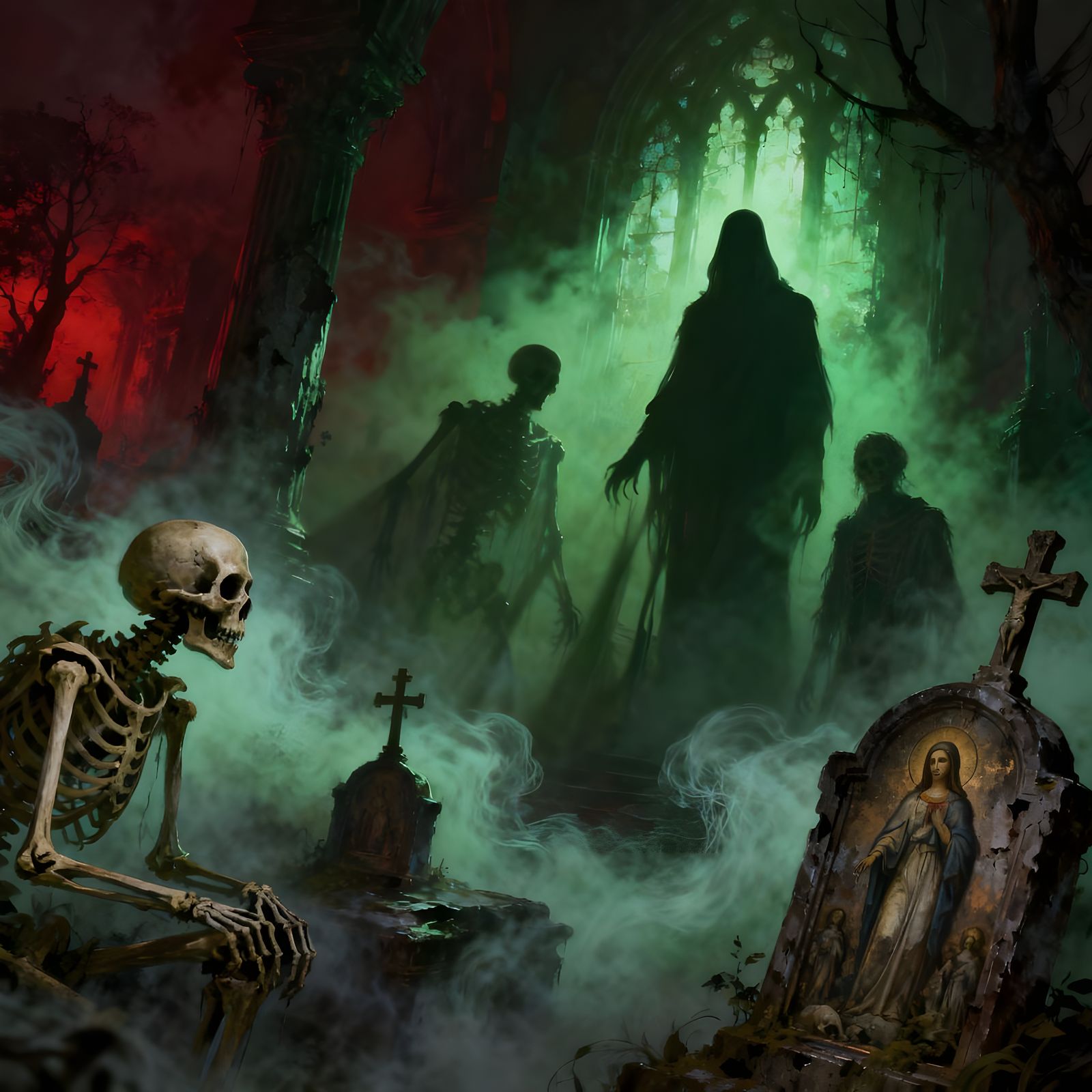 Sinister Ethereal Fantasy Mist in Macabre Style