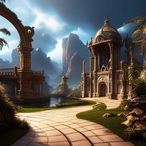 Fantastical Universe: Detailed Matte Painting in Deep Color