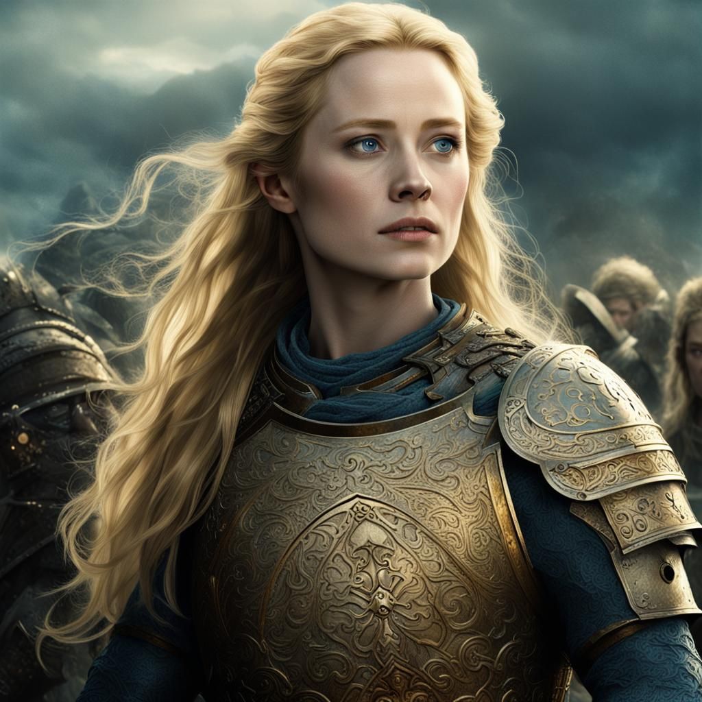 Epic Shield Maiden in Armor Digital Painting