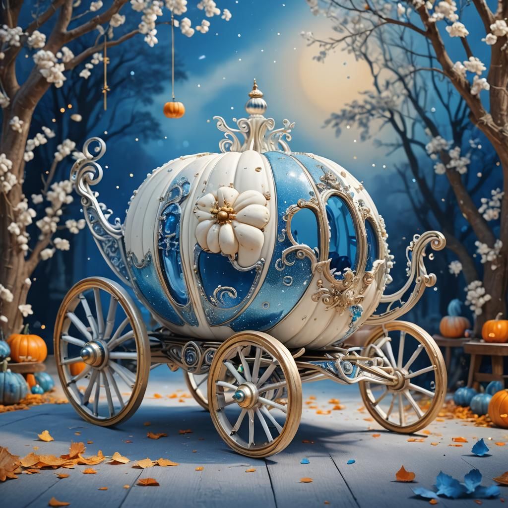 Cinderella Pumpkin Carriage in Hyperrealistic Splash Art
