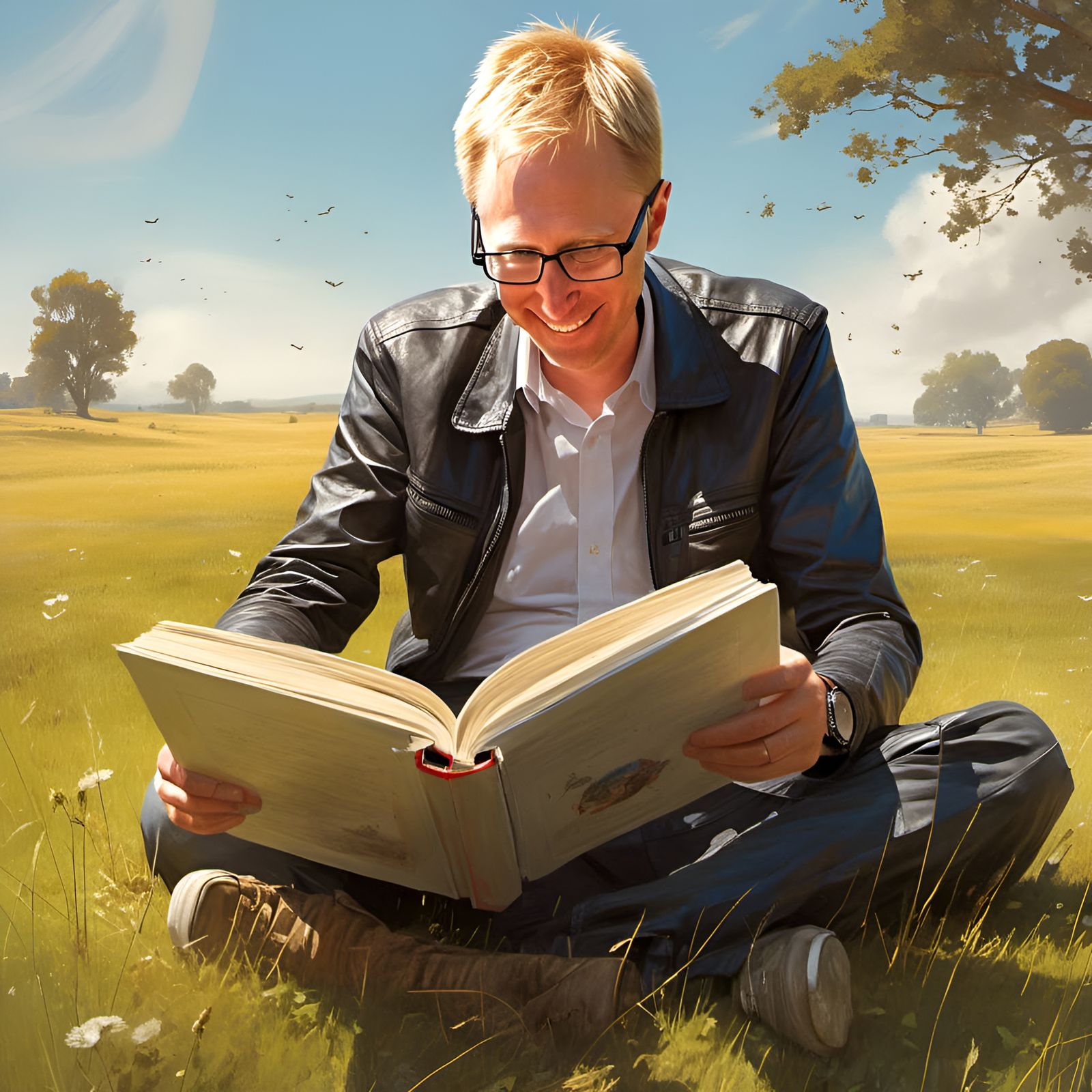 Content Character Reading Book in Sunny Field