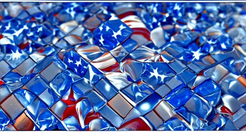 American Flag Stained Glass Mosaic Art Mural