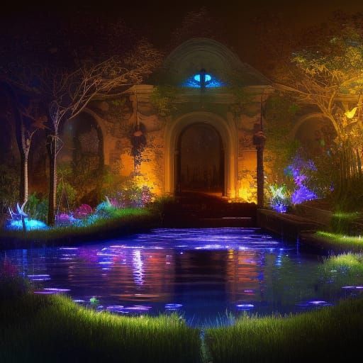 Bioluminescent Garden at Night in Unreal Engine 5