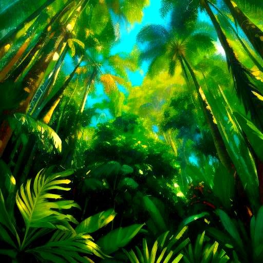 Amazon Rainforest Painting with Broad Brush Strokes