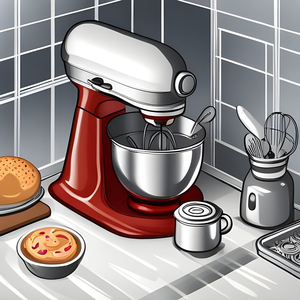 Kitchen Baking Scene with Abstract Fractal Elements