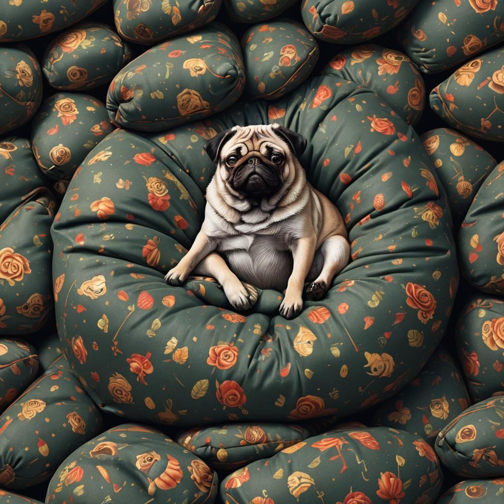 Pug's Dream: Detailed Matte Painting of Sleep