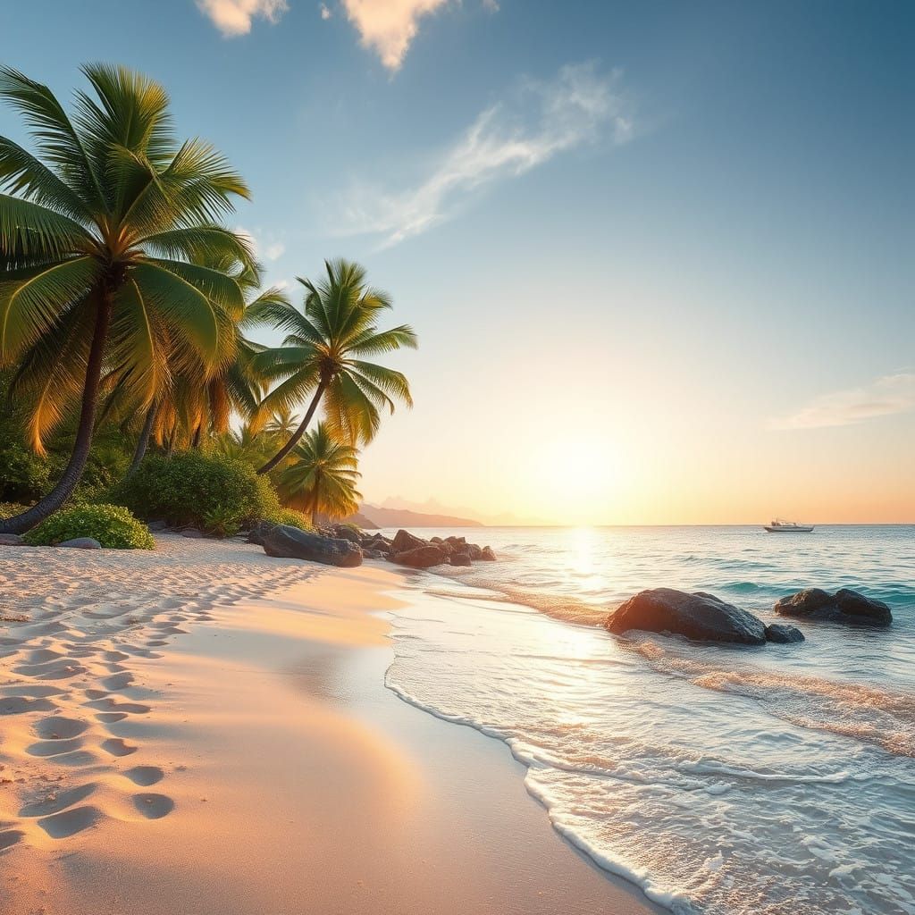 Surreal Beach Paradise in Ultra-Realistic Style