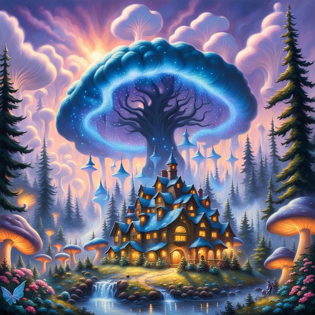 Elven Archer in Twilight Forest, Fantasy Art