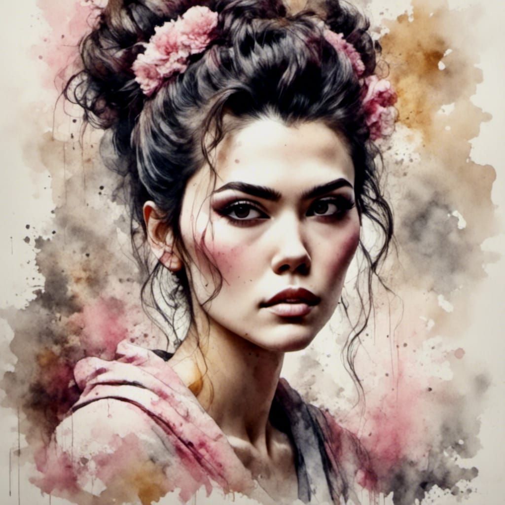 Dreamy Watercolor Portrait in Impressionist Style