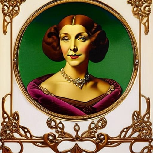 Loretta Young Portrait in Art Nouveau Style