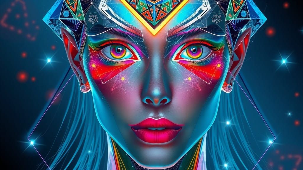 Crystal Quantum Portrait: Transcendent Human Form Blends Liv...