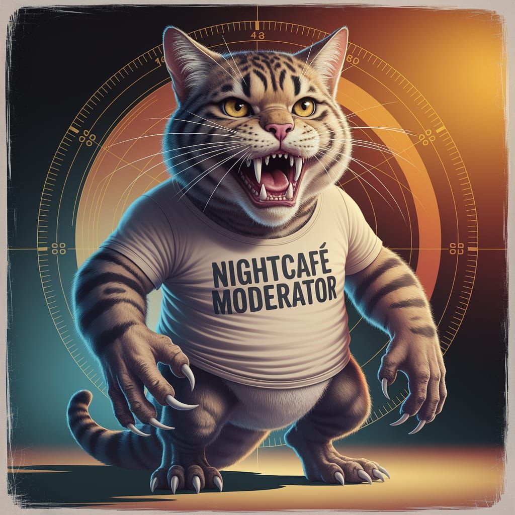 Colossal Cat-like Monster as Nightcafe Moderator