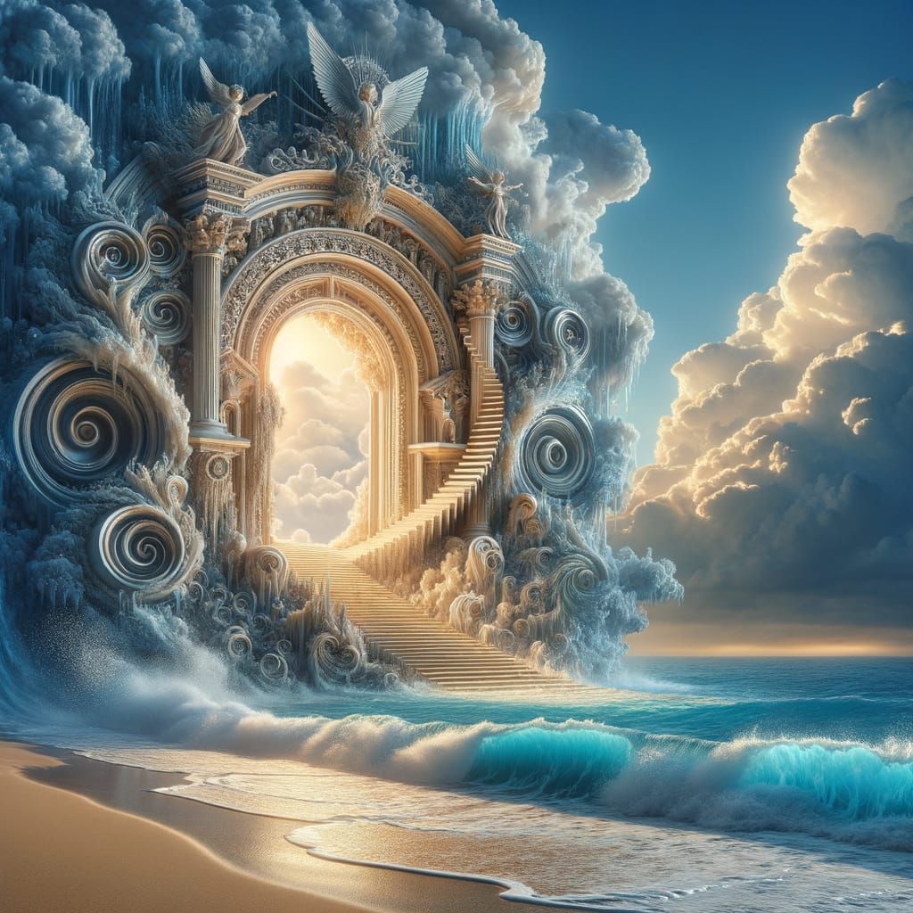 Surreal Beach Doorway to Infinite Sky