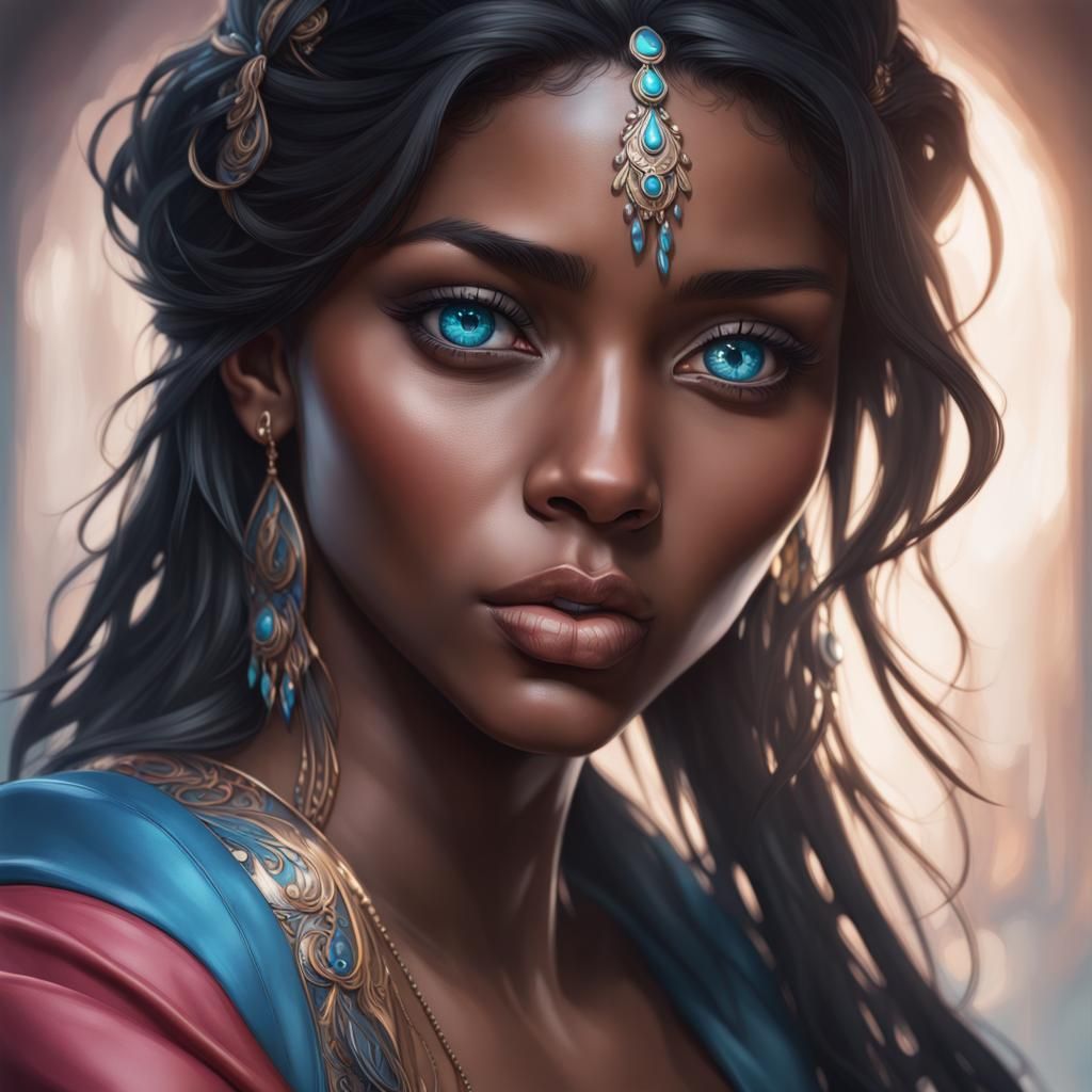 Beautiful Young Woman Portrait with Dynamic Lighting