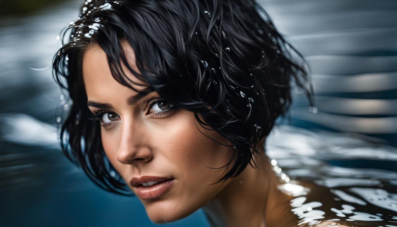 Photorealistic Portrait of Woman in Water