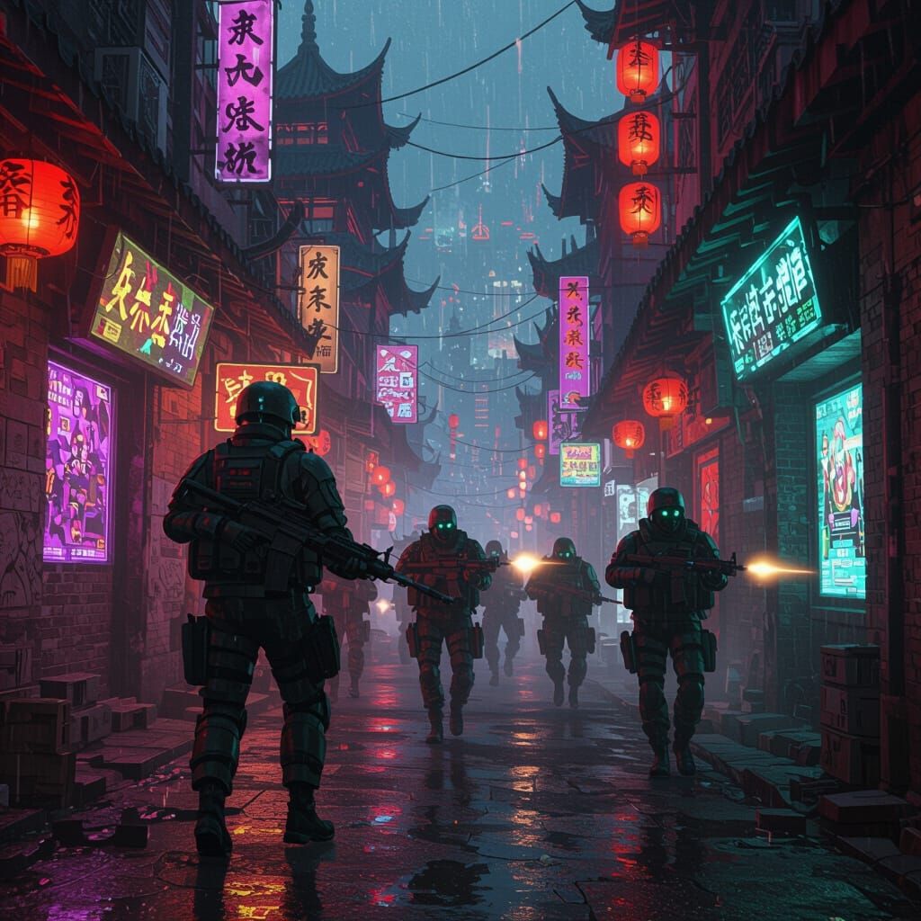 Anime Military Squad's Last Stand in Neon Chinatown