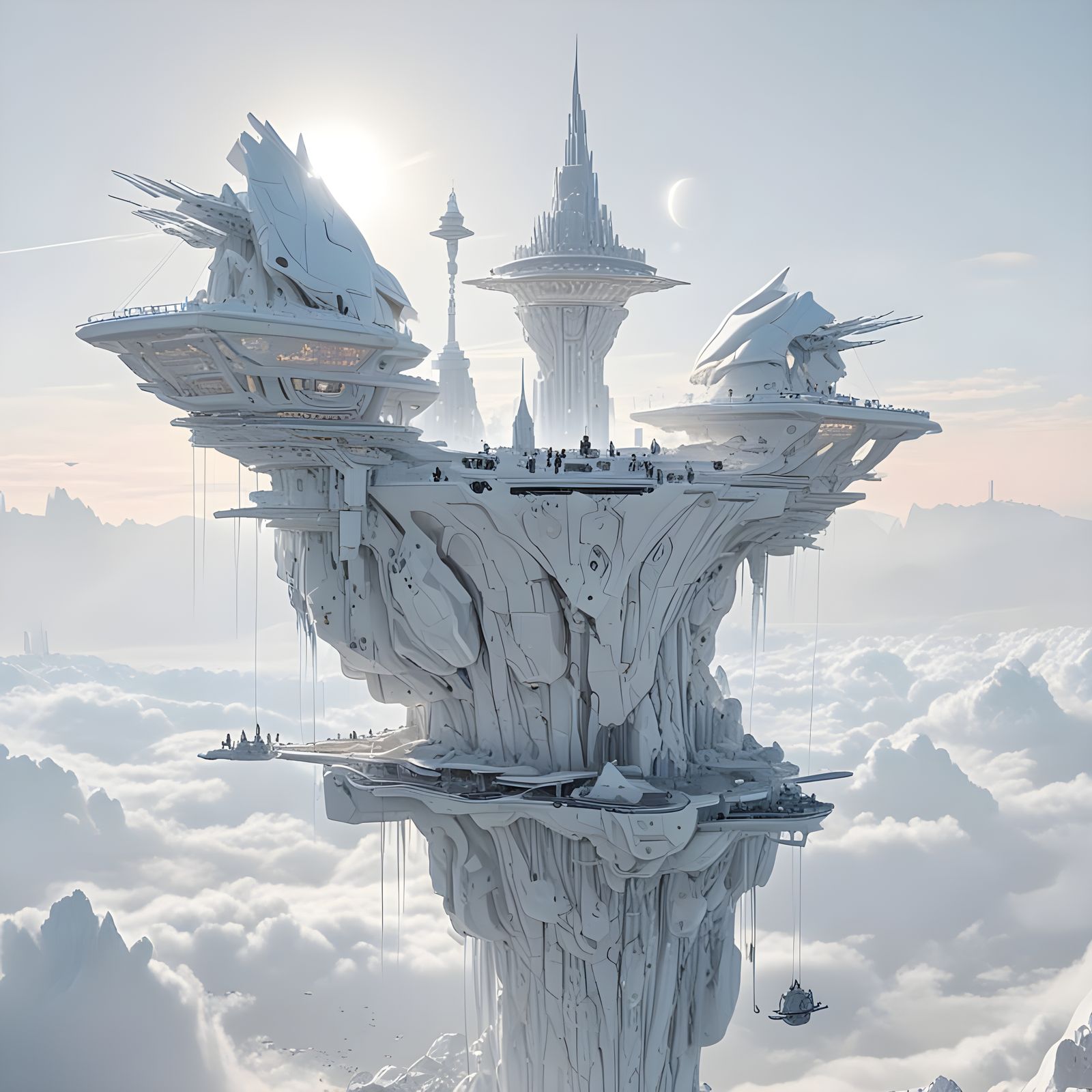 Floating City Above the Clouds in Dreamlike Clarity