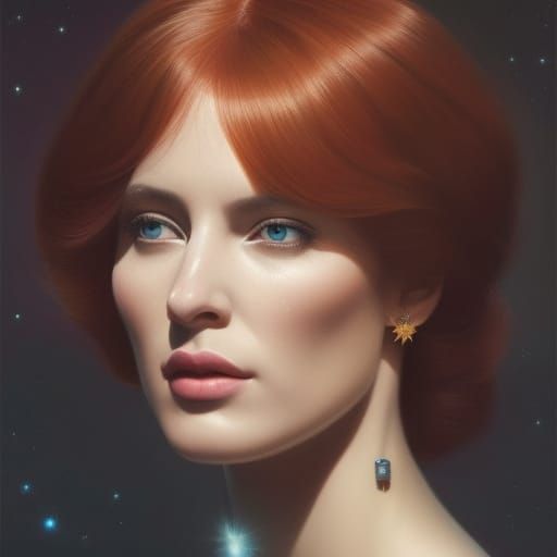 Stellar Goddess Portrait in Hyperrealistic Crayon Drawing