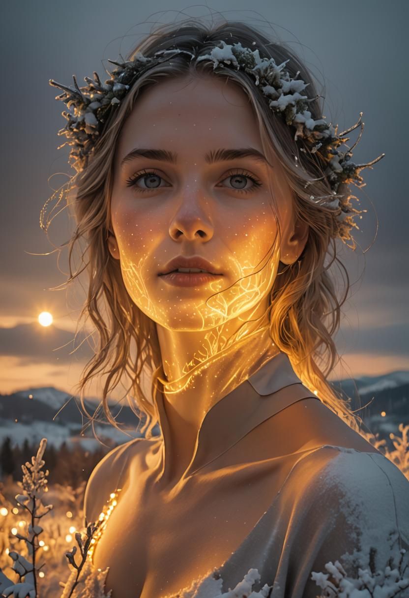 Winter Landscape with Double Exposure Effect