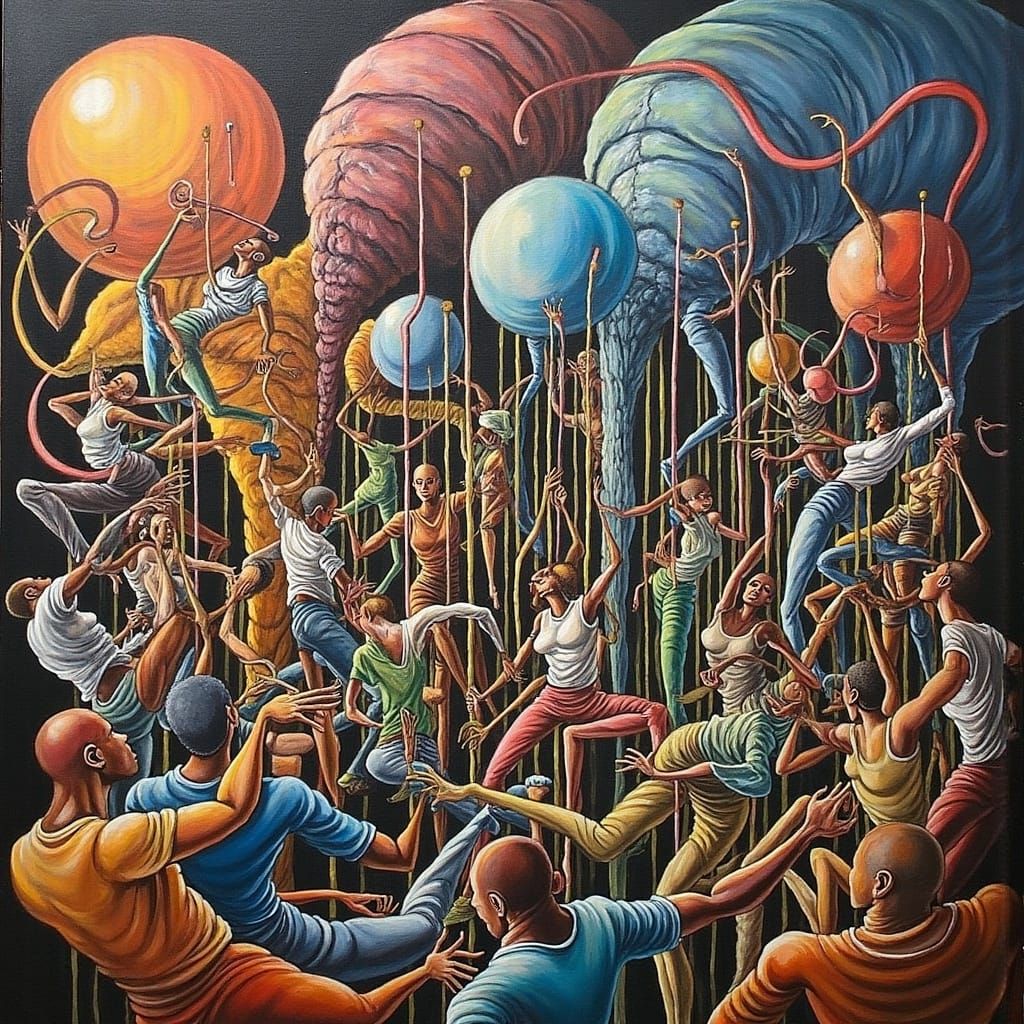 Surreal Paradoxical Structures in Biomechanical Art Style