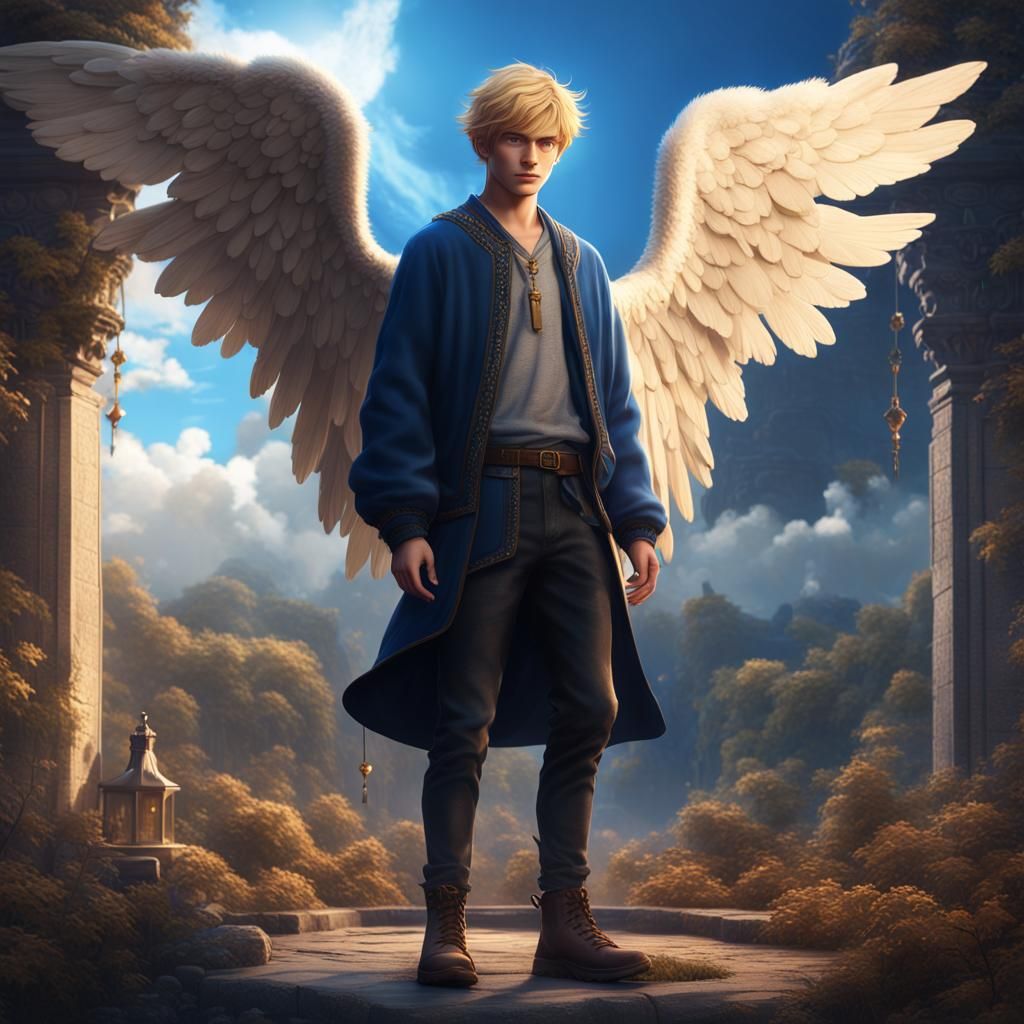 Blond Angel in Heaven: Fantasy Concept Art