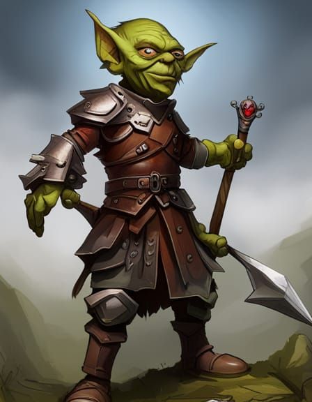 Intelligent Goblin Warrior in Leather Armor