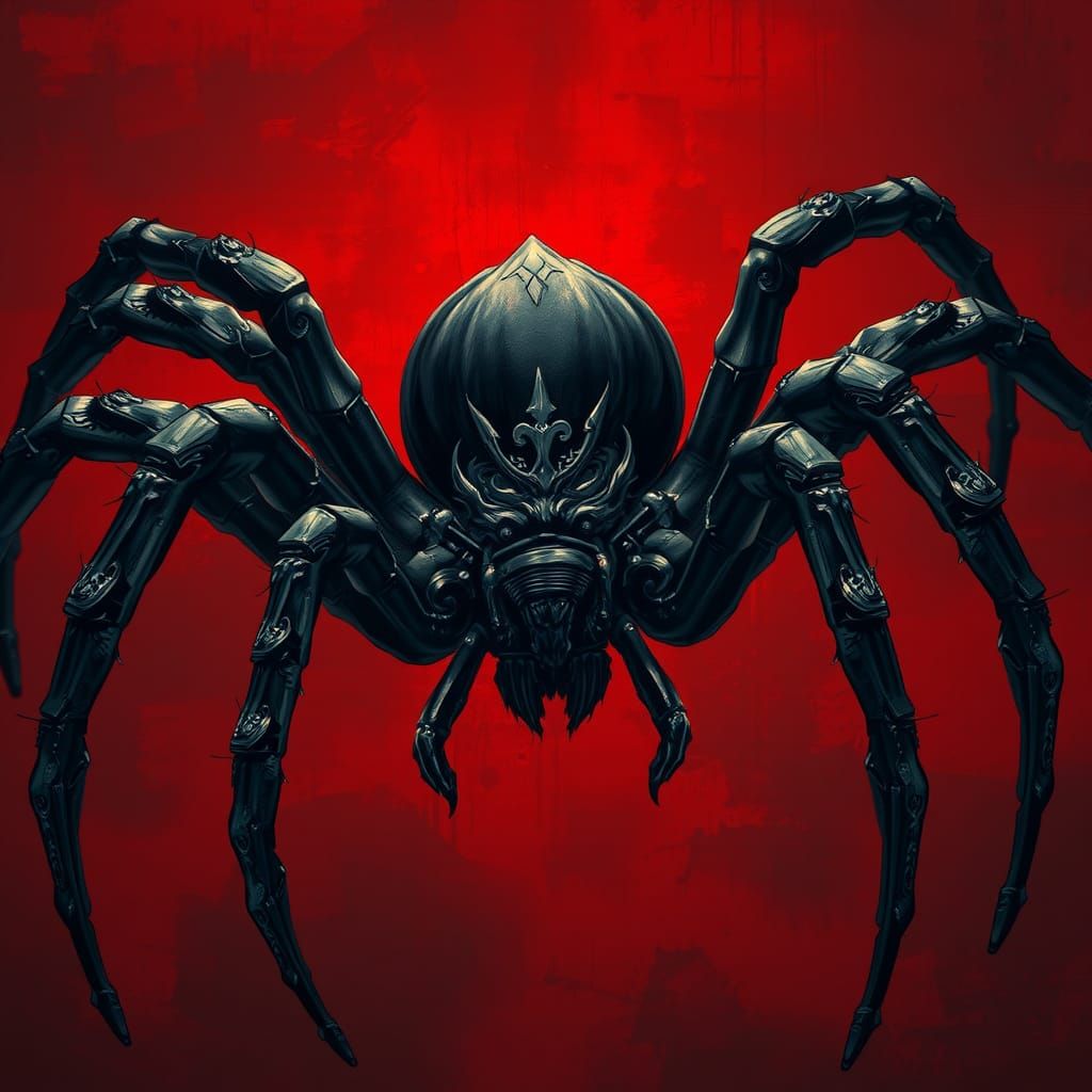 Intricate Fantasy Spider with Mask in Anime Style