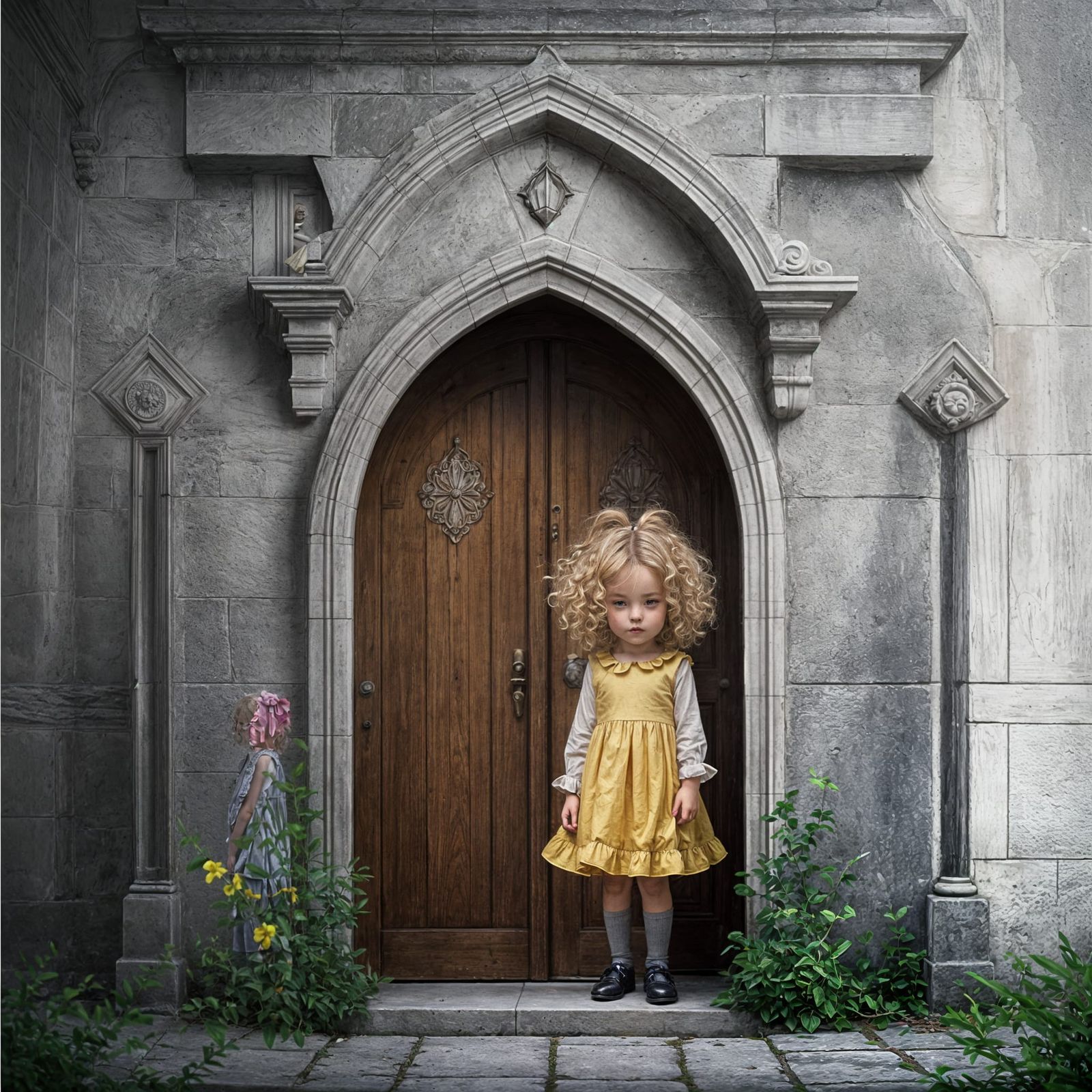Girl in Yellow Dress at Dusk