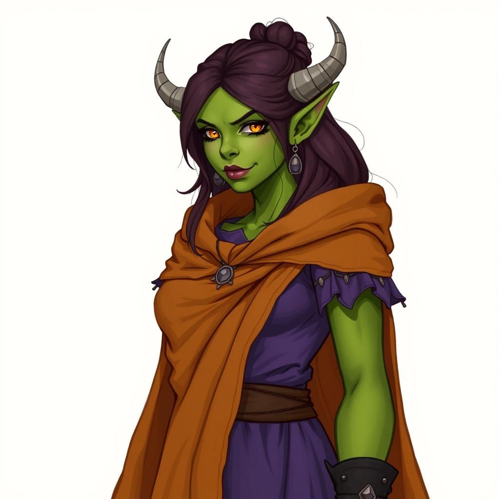 Gentle Female Orc Scholar in High Fantasy Setting