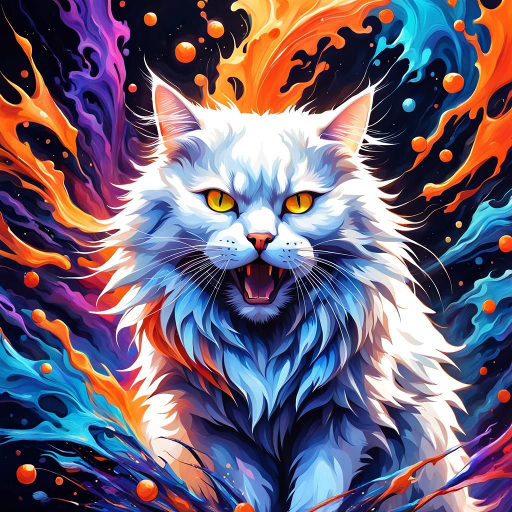 Biomechanical Cat in Fantastic Realism Style