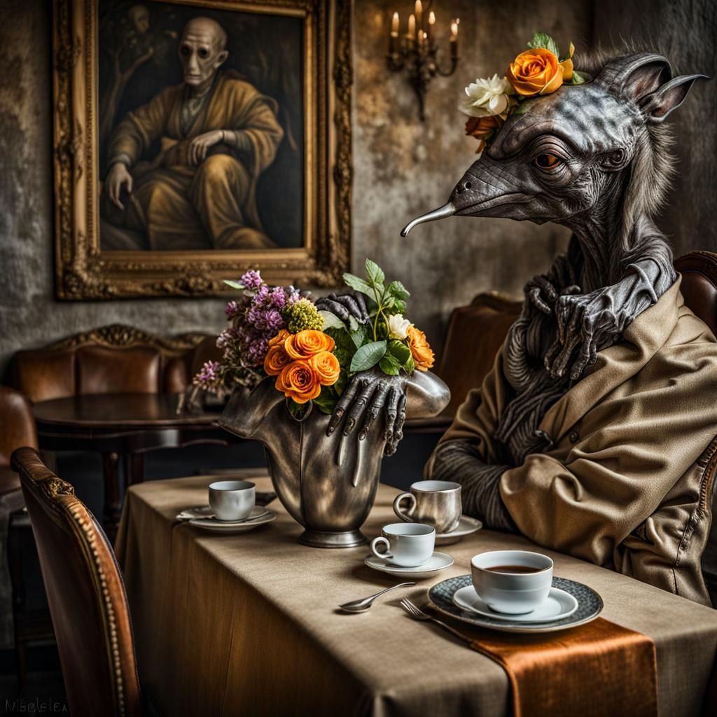 Surreal Alien Restaurant Celebration: Magical Realism
