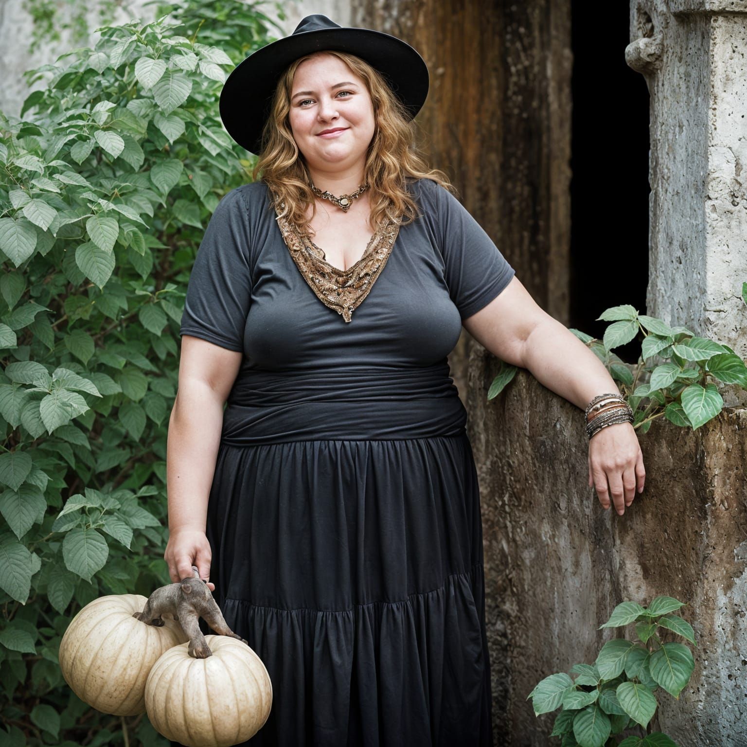 Young Witch Portrait with Bokeh Lighting