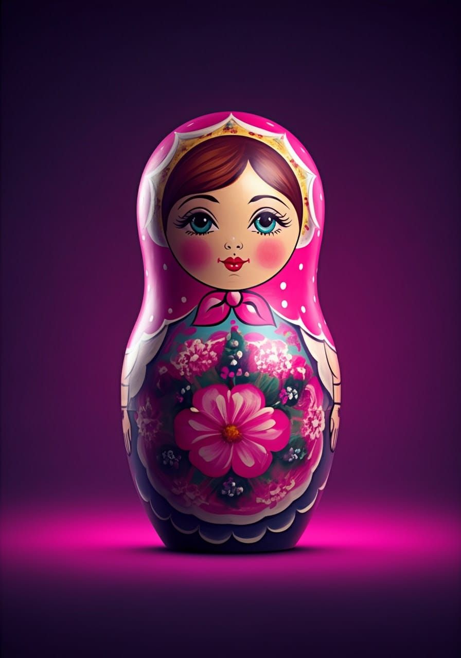 Babushka Doll in Pink, Purple, and Turquoise: 3D Animation