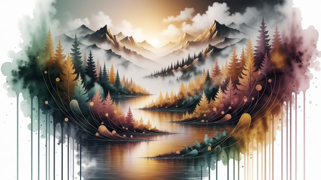 Watercolor Painting: Symphony of Nature Landscape