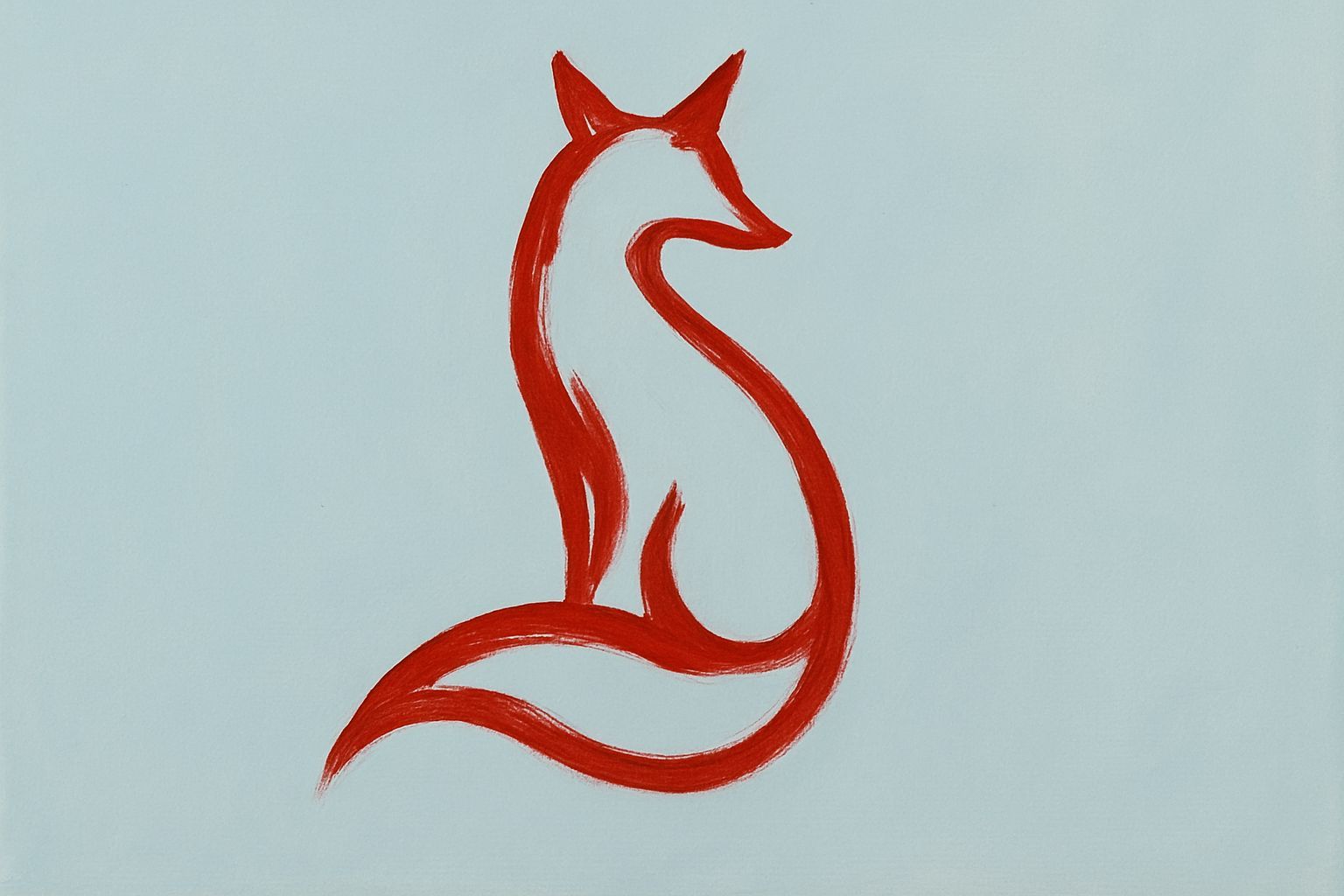 Elegant Fox Silhouette in Red Line Art