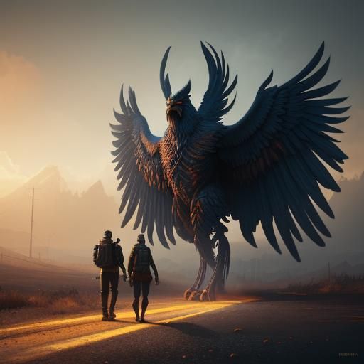 Crossroads Choice with Phoenix in Hyperrealistic Style