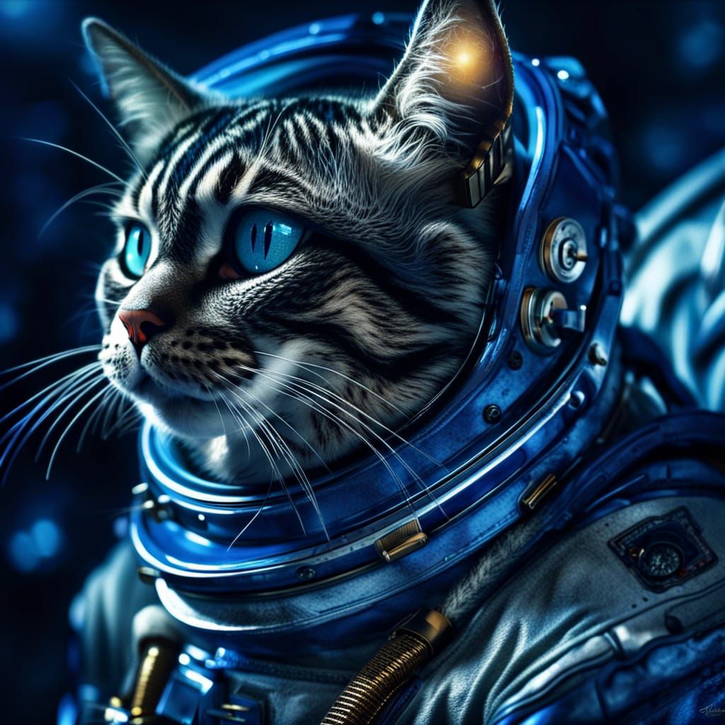 Hyperrealistic Cat Pluto in Spacesuit